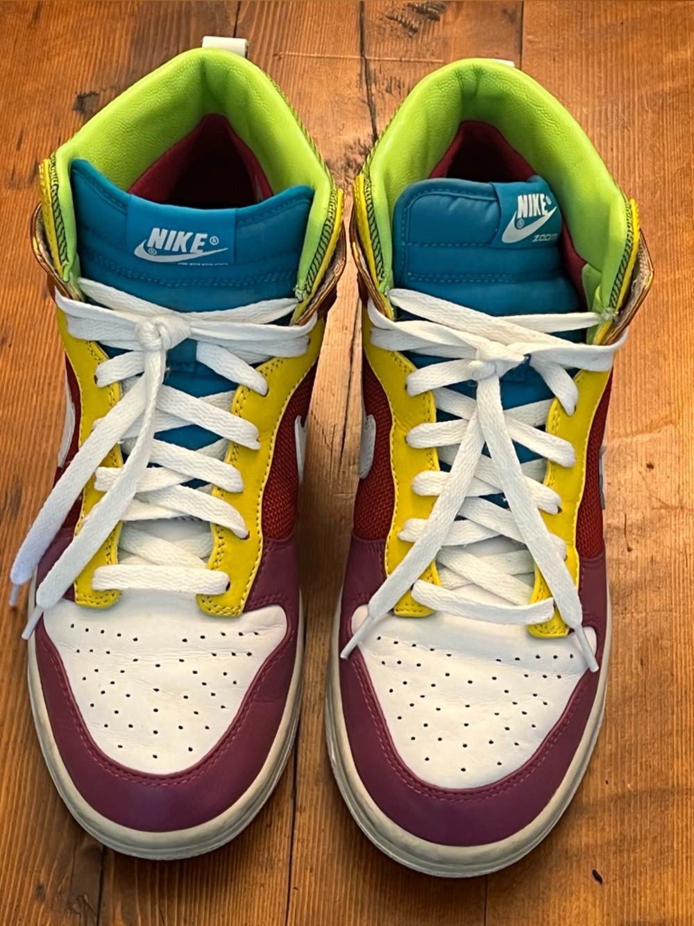Nike Dunk High Multicolor High-Top Sneakers - White, Purple, Yellow, Teal, Lime